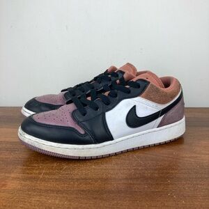 Nike Air Jordan 1 Low SE Mauve Sky J Black Leather Sneakers Youth Size 5.5Y.